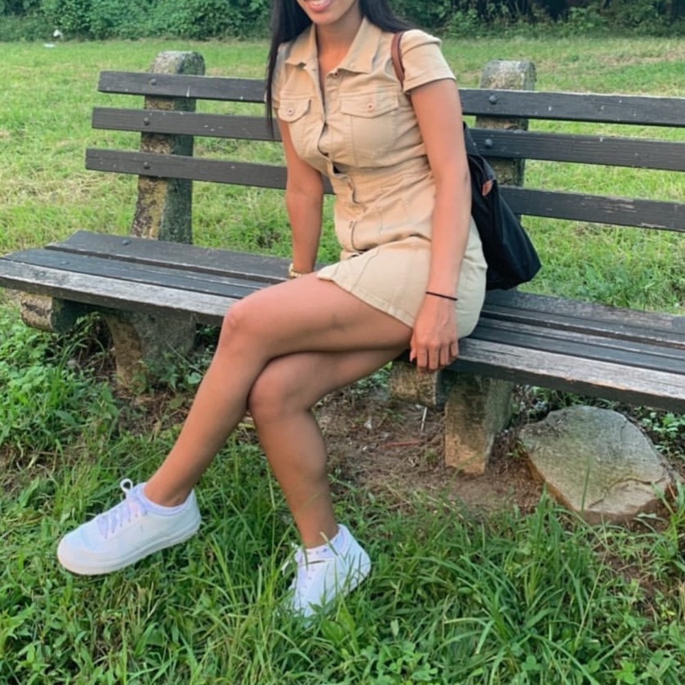 Beige denim dress